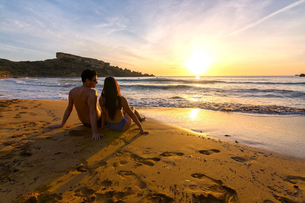 Malta strand zonsondergang